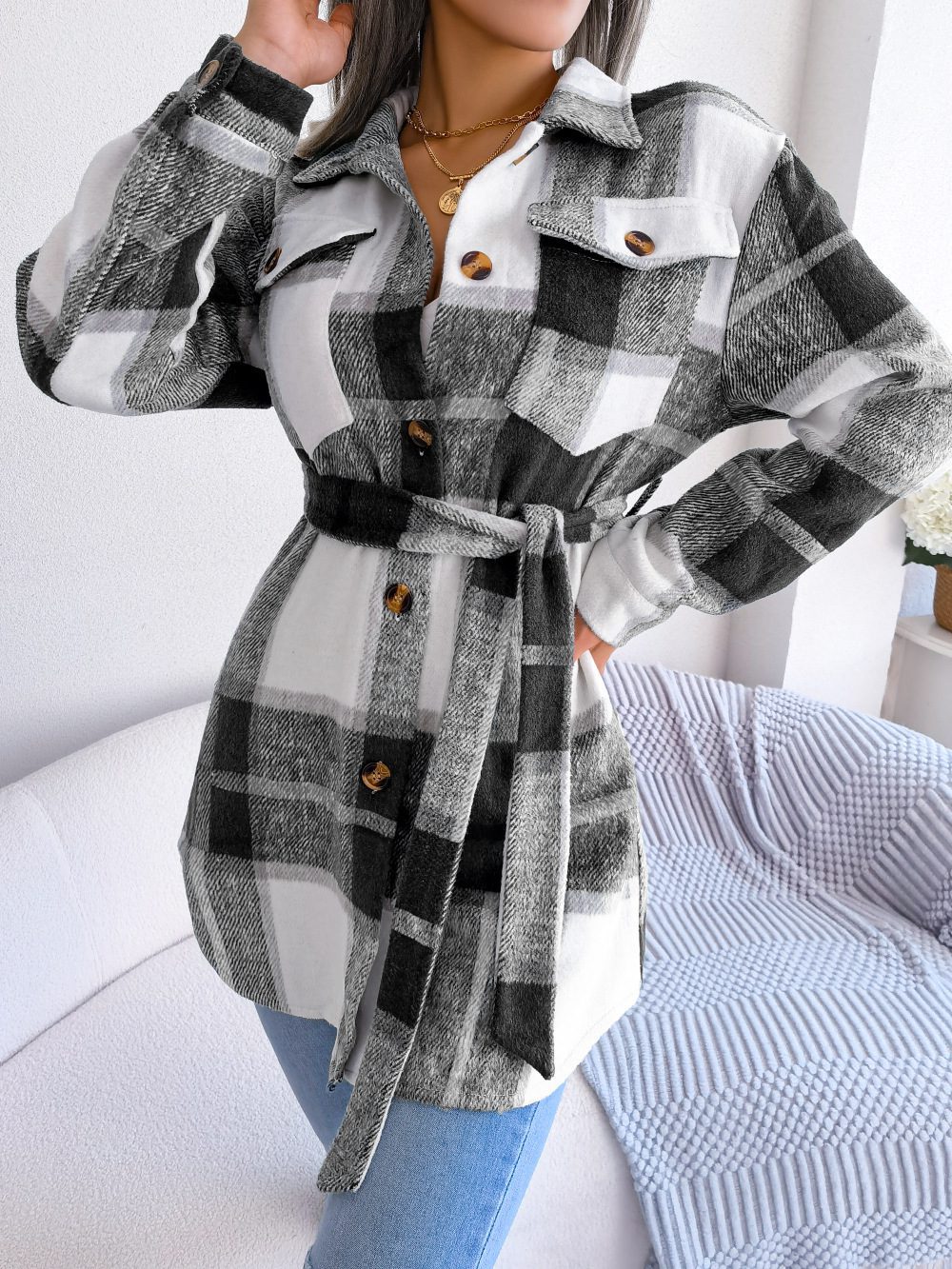 WW | Plaid Shacket - Polyester-Mischung - Schmeichelhaft und Trendy