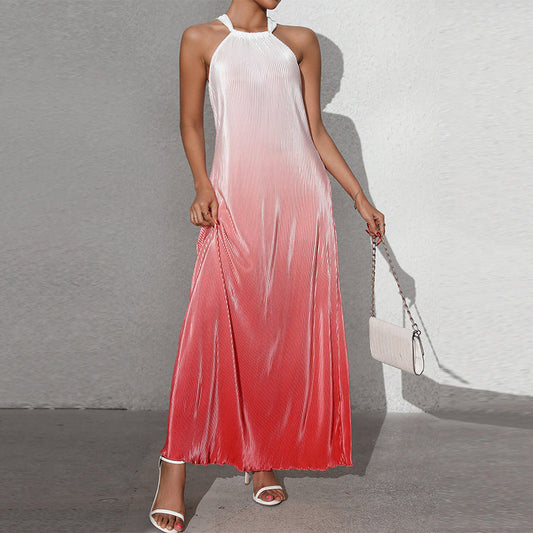 WW | Gradient Spaghetti-Träger A-Linie Lange Kleid