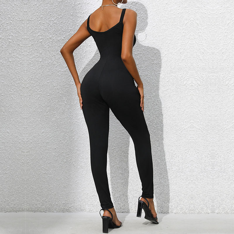 Women's Jumpsuit with Decorative Shoulder Rings WW