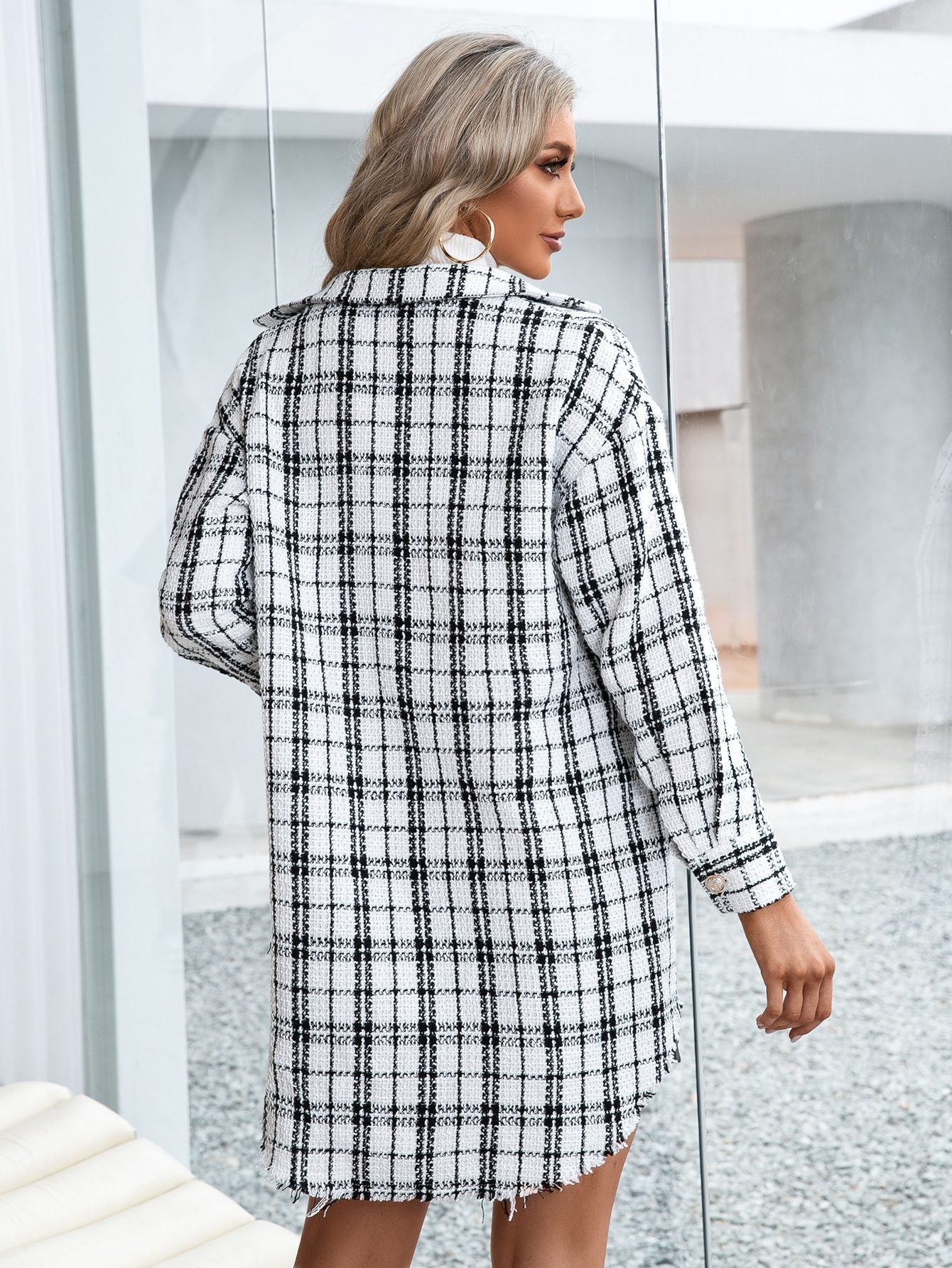 WW | Plaid Longline Shacket - Trendy & Lässig - Knöpfen - Leichte Herbstschicht