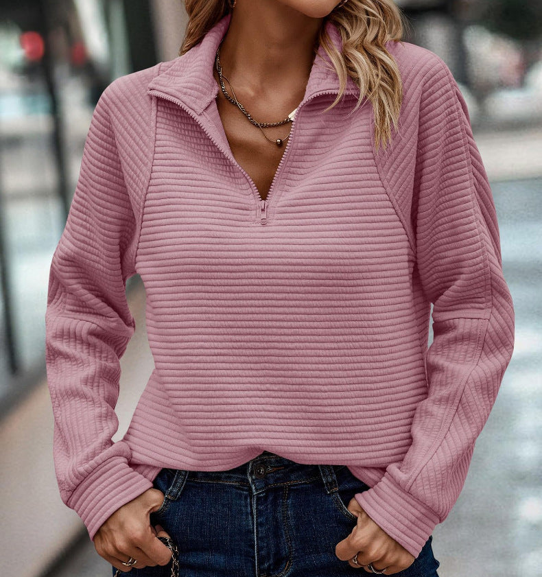 WW | Fashionably structured sweater with collar zipper