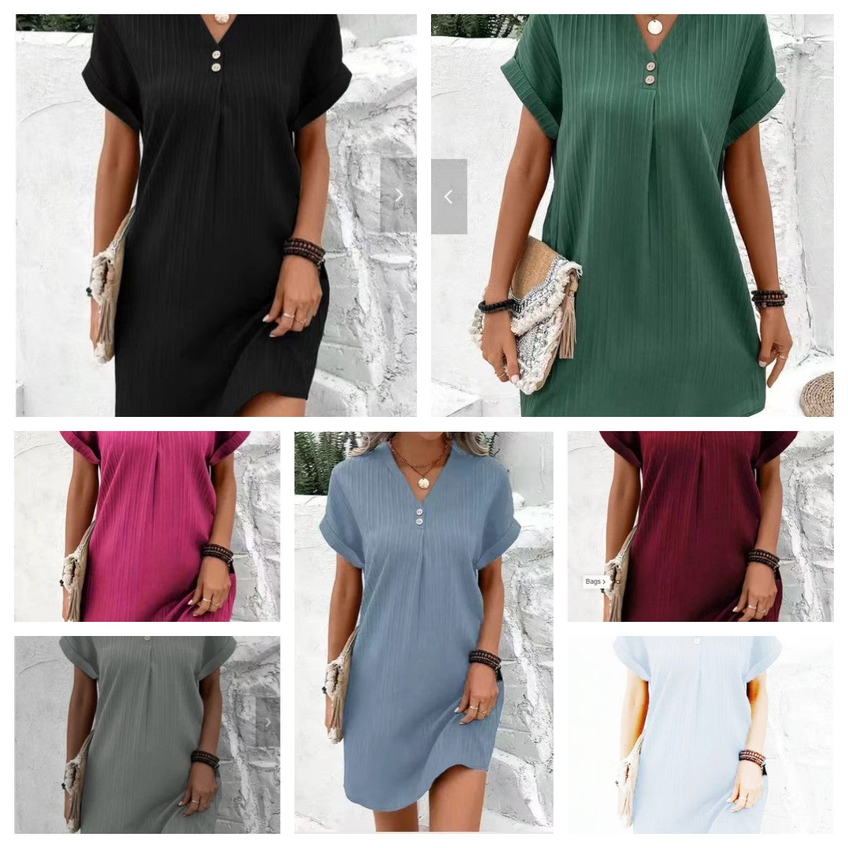 Damen lässiges Midi-Kleid mit Knopfdetails WW