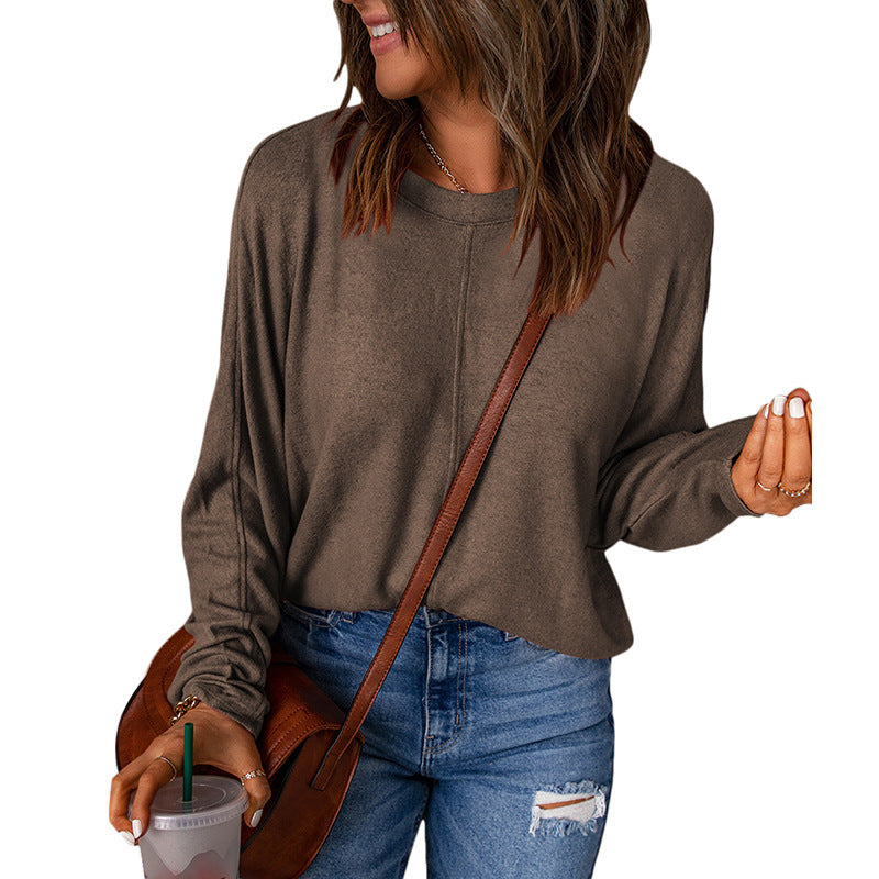 Damen lässiges Sweatshirt mit weitem Schnitt und strukturiertem Material WW