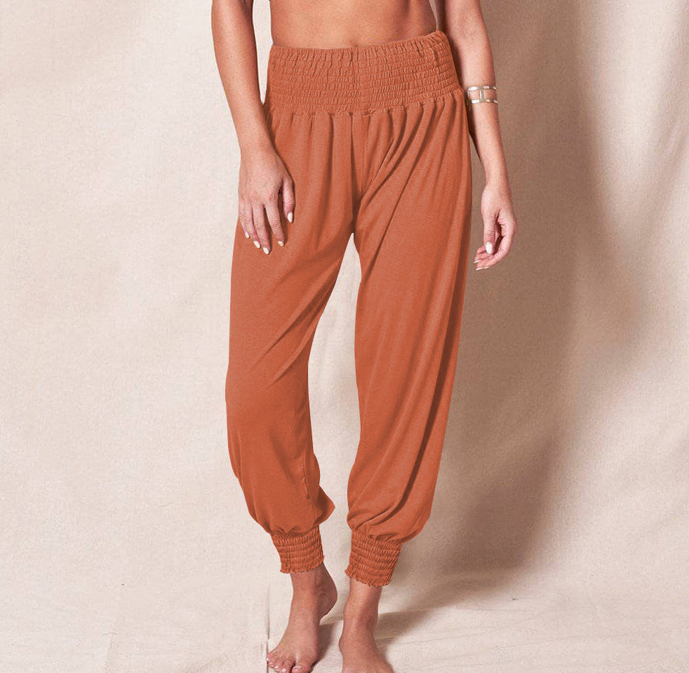 Damen weiche und bequeme Relax-Hosen mit elastischem Bund und buntem Design WW