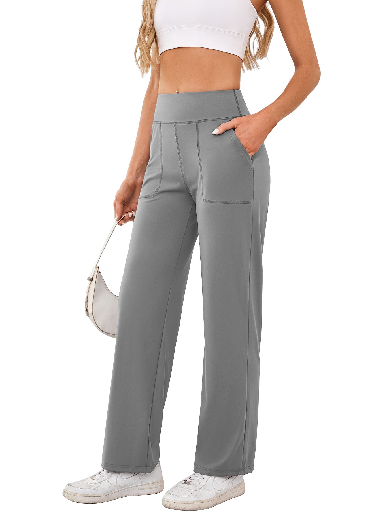 Damen bequeme Freizeithose mit seitlichen Taschen und elastischem Bund WW