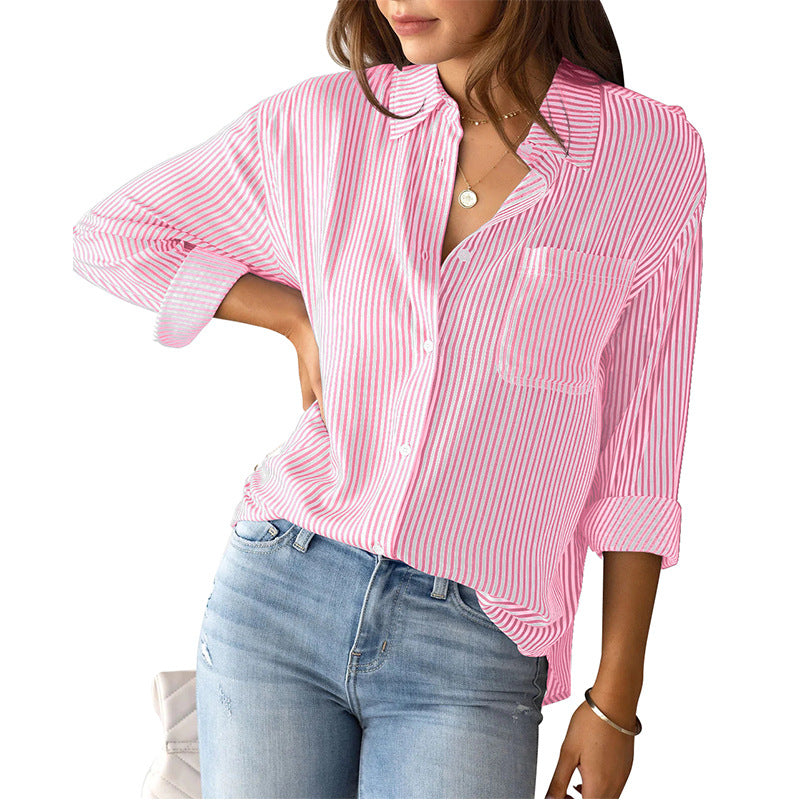 Women's casual shirt blouse with fine stripes and a relaxed fit WW