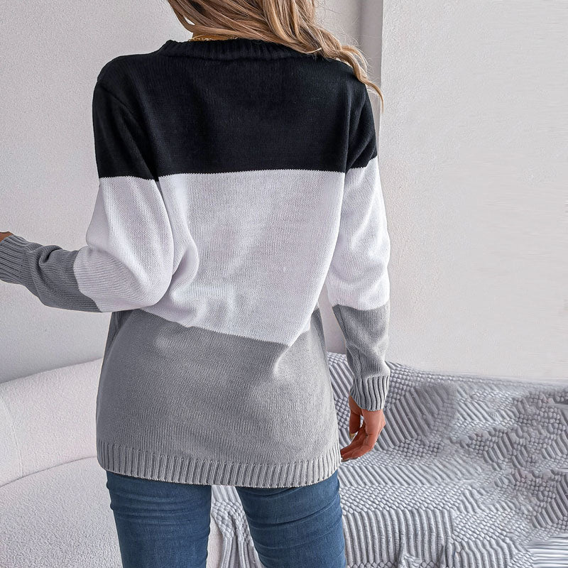 WW | Farbblock Strickjacke mit Modernem Muster