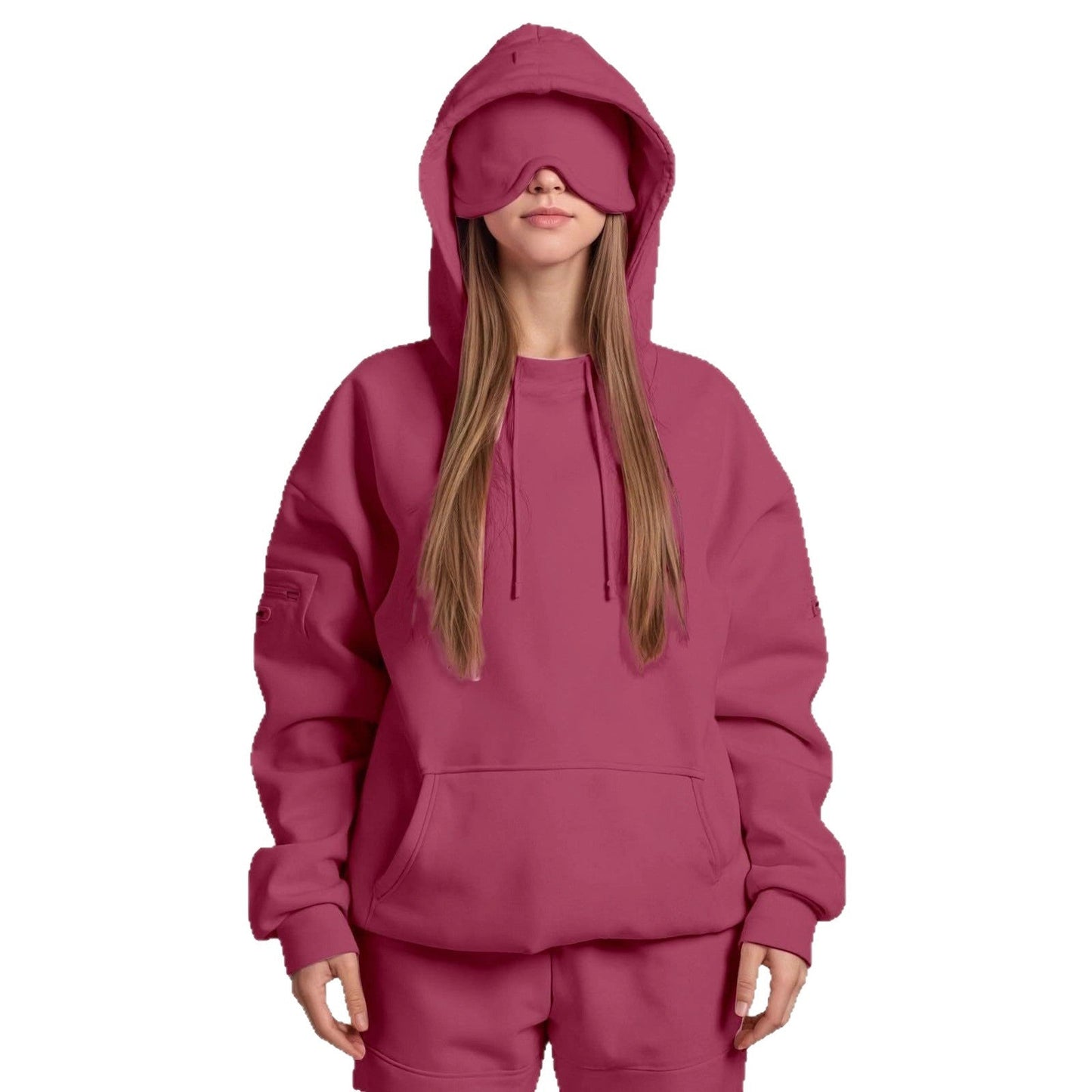 Women's Cuddly Oversized Hoodie with Integrated Eye Mask WW