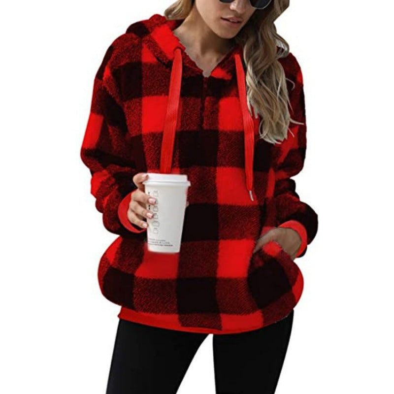 WW | Frauen Kontrollierte Hohe Kragen Hoodie Gemütlicher Stil