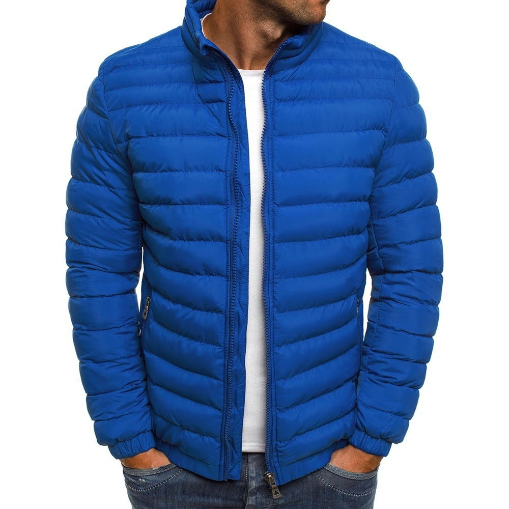 WW | Men's Winter Quilted Jacket with High Collar and Zipper Closure