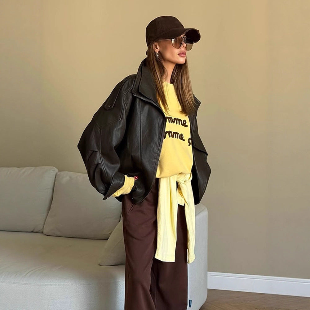 Women's oversized leather jacket WW