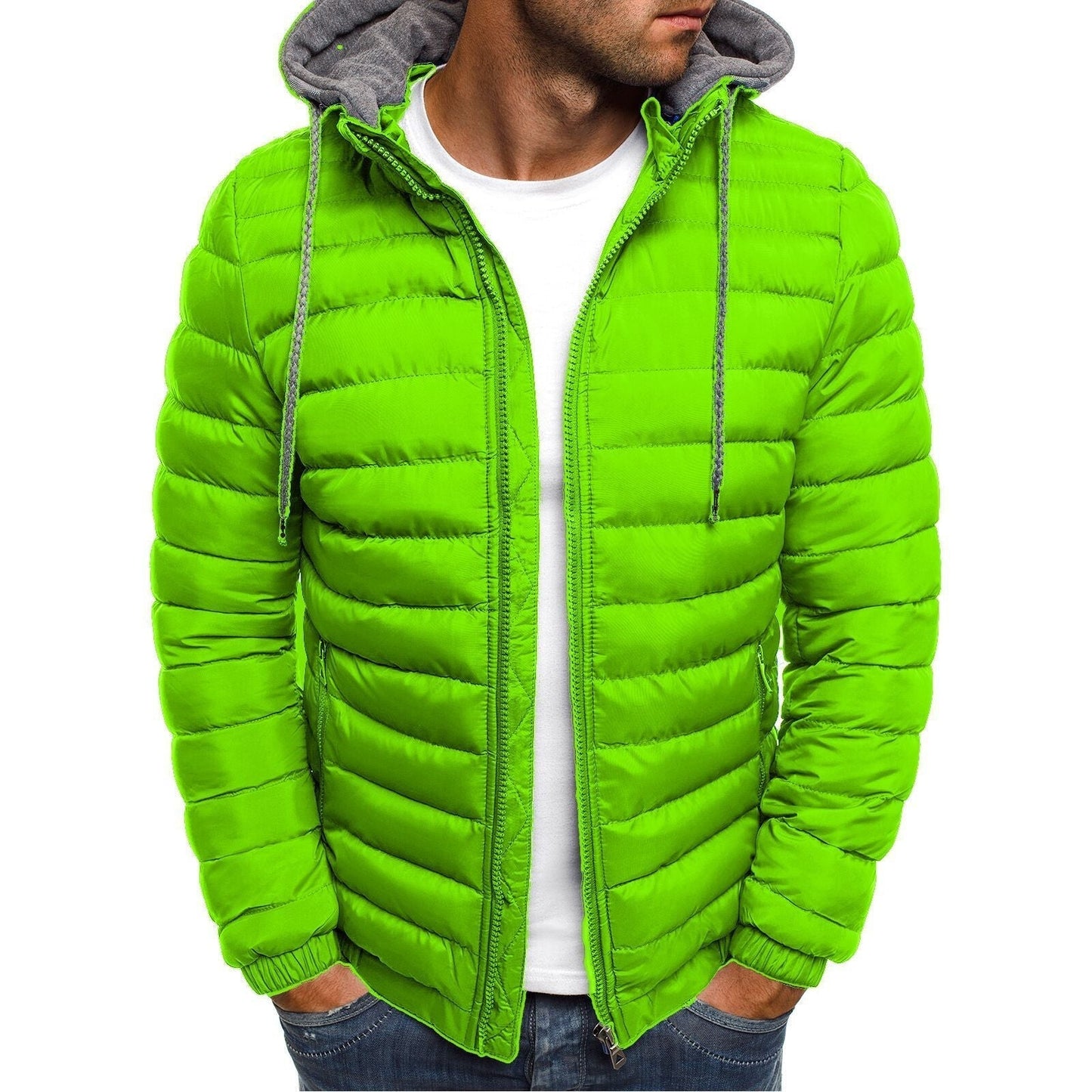 WW | Men's Quilted Winter Jacket with Zipper Closure