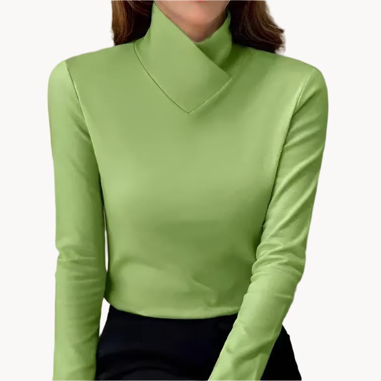 WW | Bluse mit Asymmetrischem Kragen Langarm-design Elegant und Modern