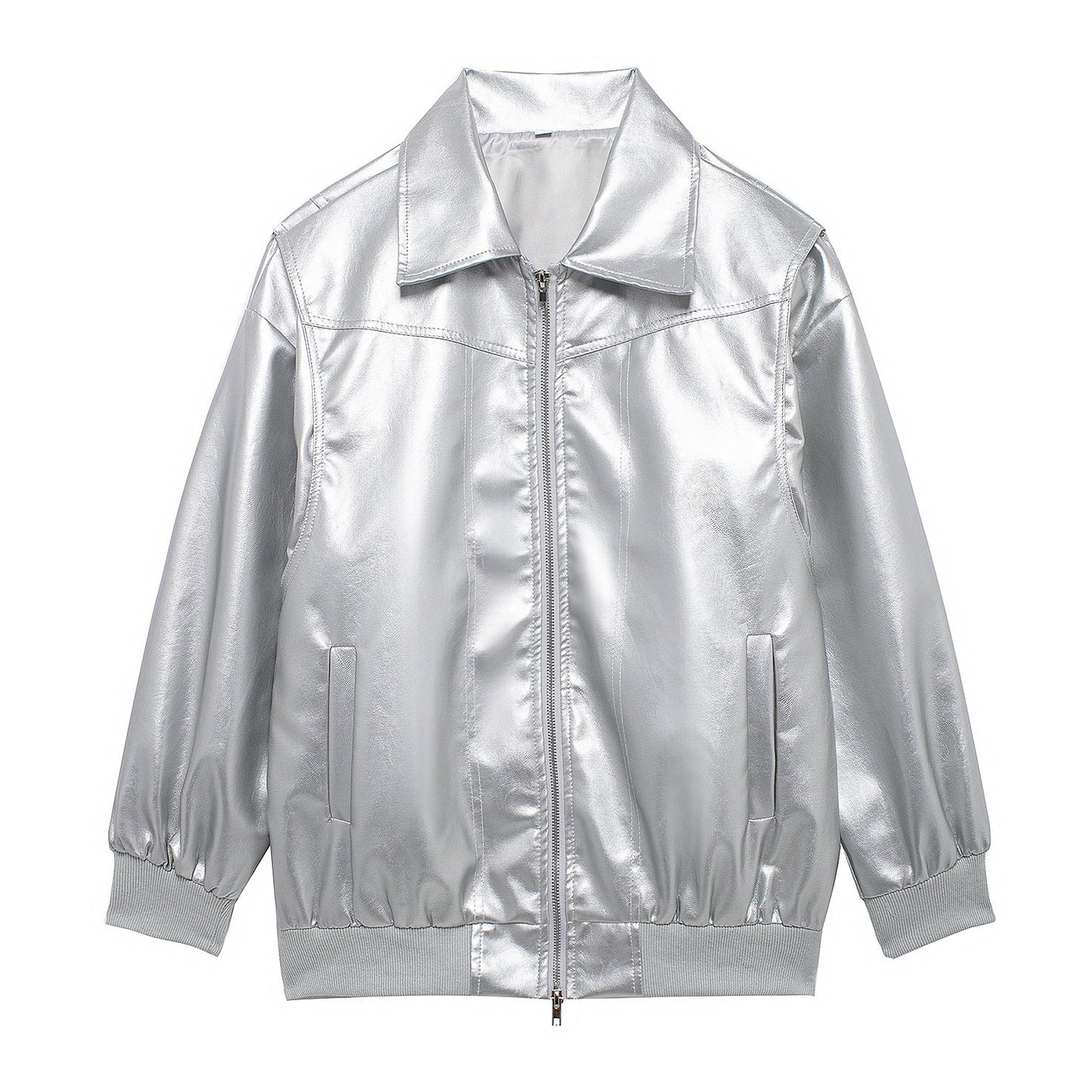 WW | Damen Faux Leder Jacke Elastische Ärmel