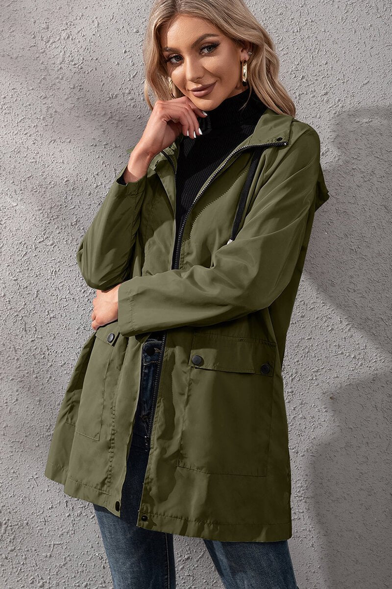 WW | Hooded Rain Jacket - Adjustable Waist - Water-Repellent - Casual Outerwear