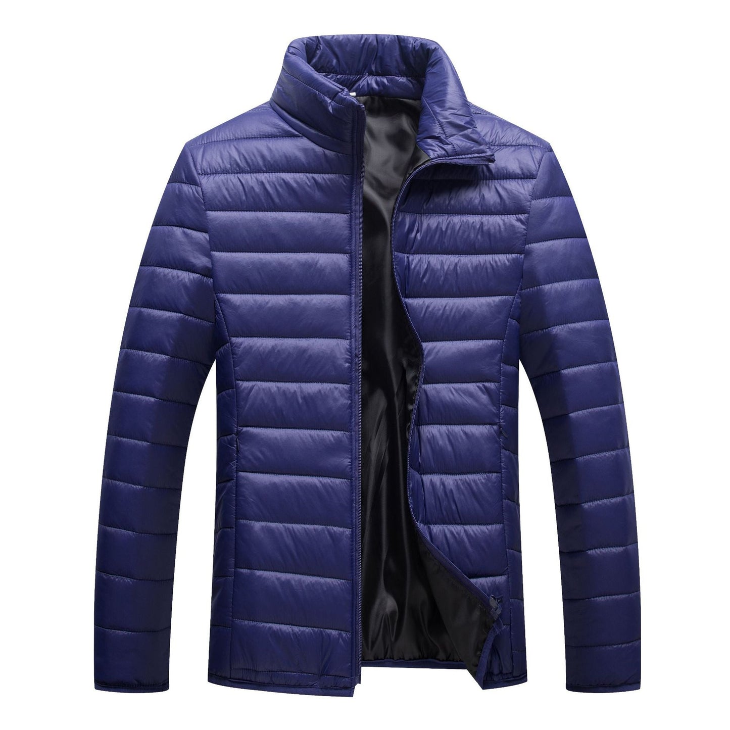 WW | Herren Winter Steppjacke mit vorderem Reißverschluss und Stehkragen