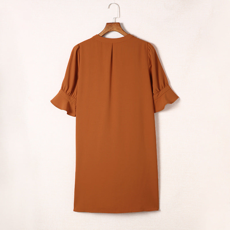 Damen elegantes Minikleid mit vorteilhaftem V-Ausschnitt und puffartigen Ärmeln WW