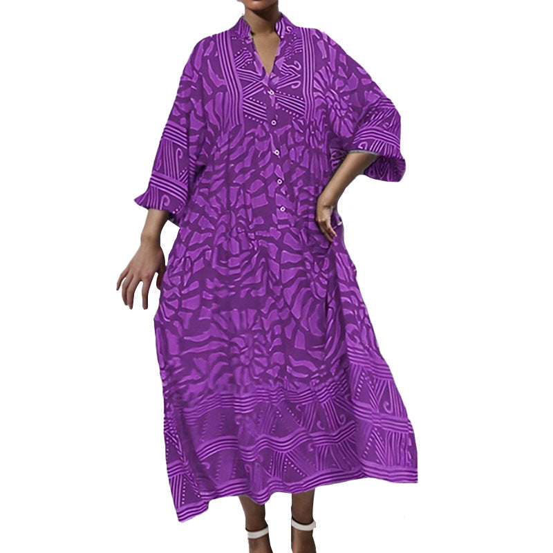 Damen Tunika-Kleid mit einzigartigem Grafikdruck und weiten Ärmeln WW