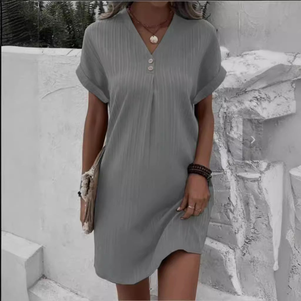 Damen lässiges Midi-Kleid mit Knopfdetails WW