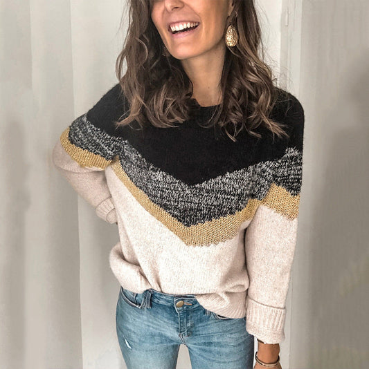 Women's patterned sweater with graphic knit design