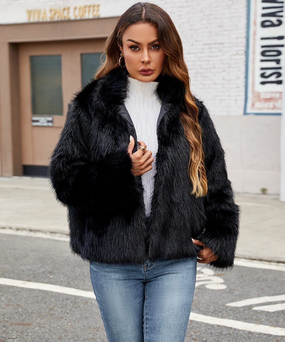 WW | Kunstpelz Kurze Jacke - Gemütliches Winteressential - Weicher Polyester-Mix - Lässige Eleganz