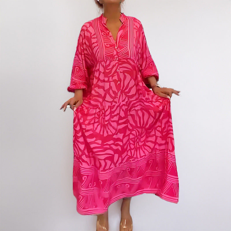 Damen Tunika-Kleid mit einzigartigem Grafikdruck und weiten Ärmeln WW