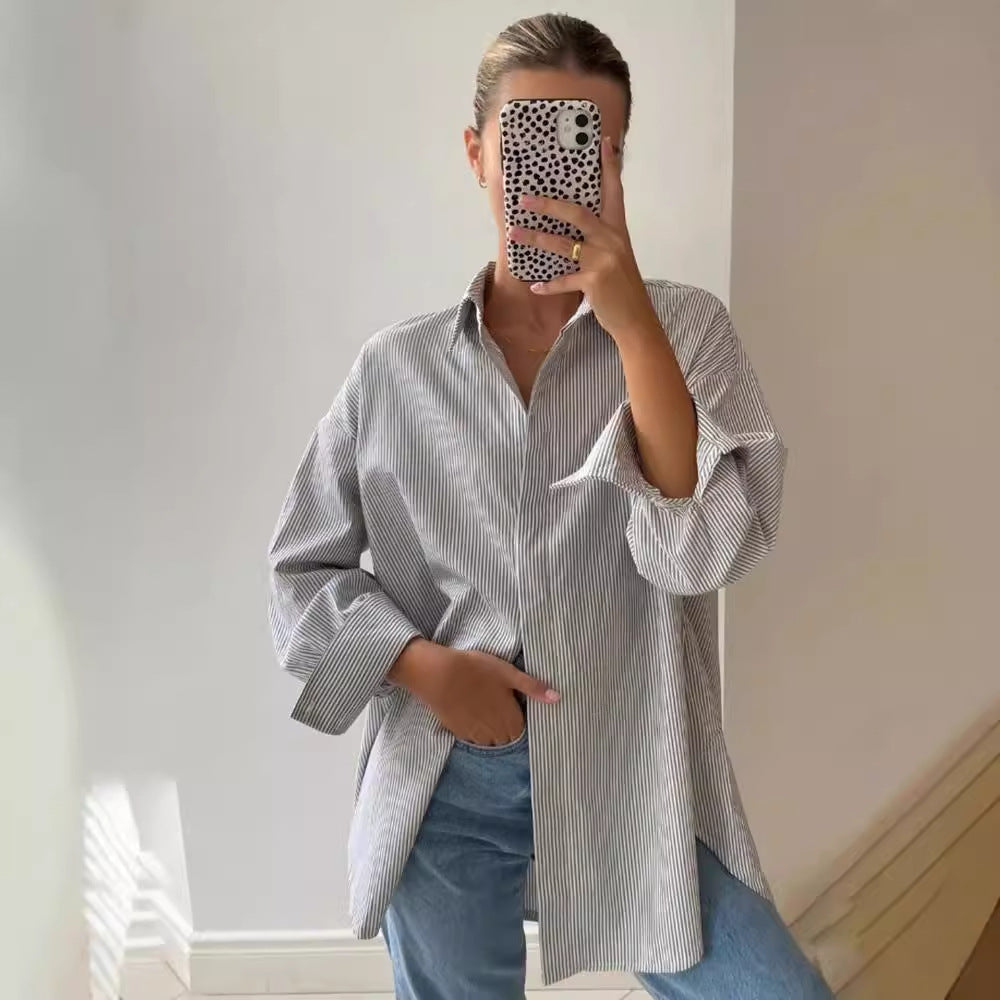 Damen Oversized Hemdbluse WW
