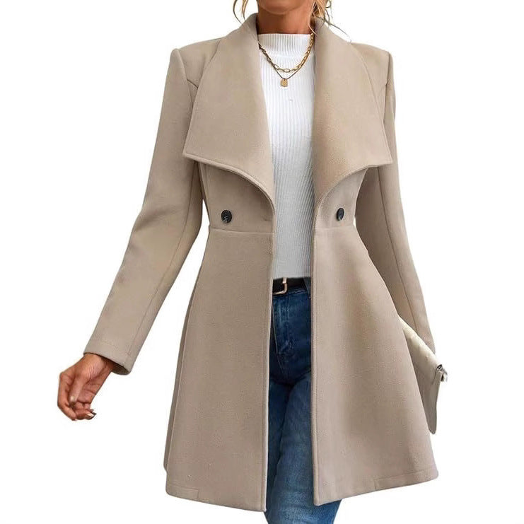 WW | Damen Chic Übergangsjacke mit Breitem Kragen