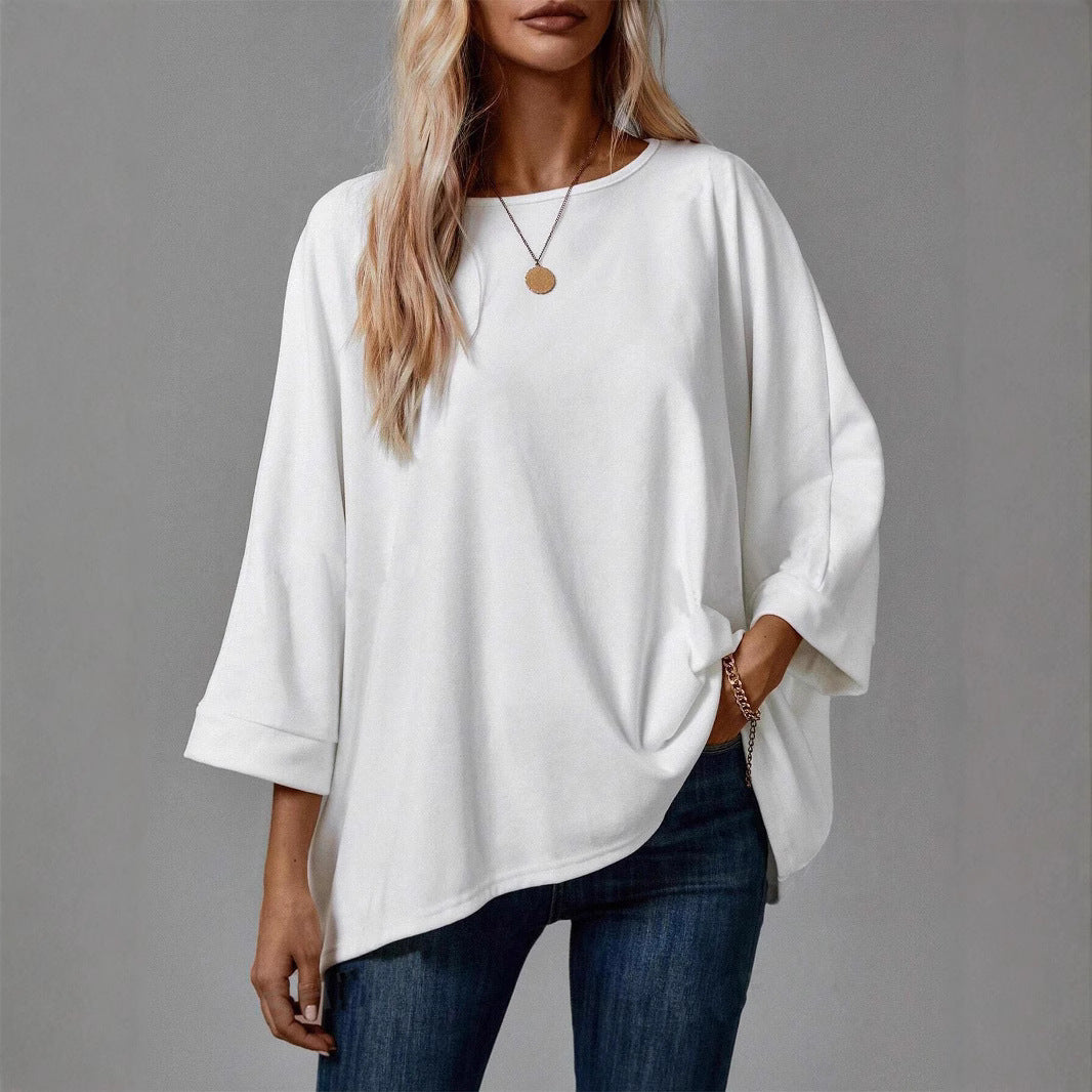 Damen lässiges Oversized T-Shirt mit weitem Schnitt und stylischem Rundhalsausschnitt WW