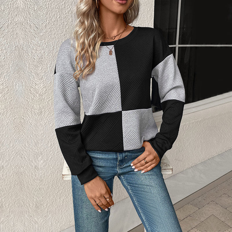 Damen lässiges Sweatshirt mit geometrischem Muster und trendigem Schnitt WW
