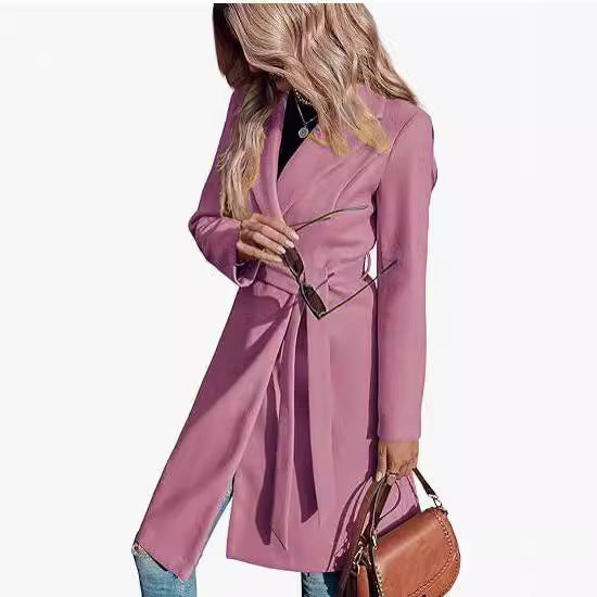 WW | Damen Elegante Wickelmantel Doppelte Knöpfe Liste