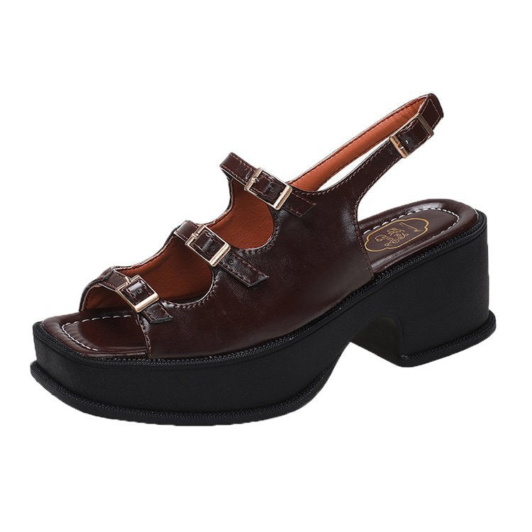 Women's Platform Sandals with Adjustable Straps and Fashionable Block Heel W&W