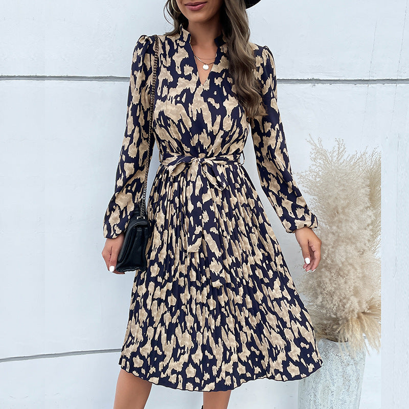 Damen Midi-Kleid mit tailliertem Schnitt und modischem Bindegürtel WW