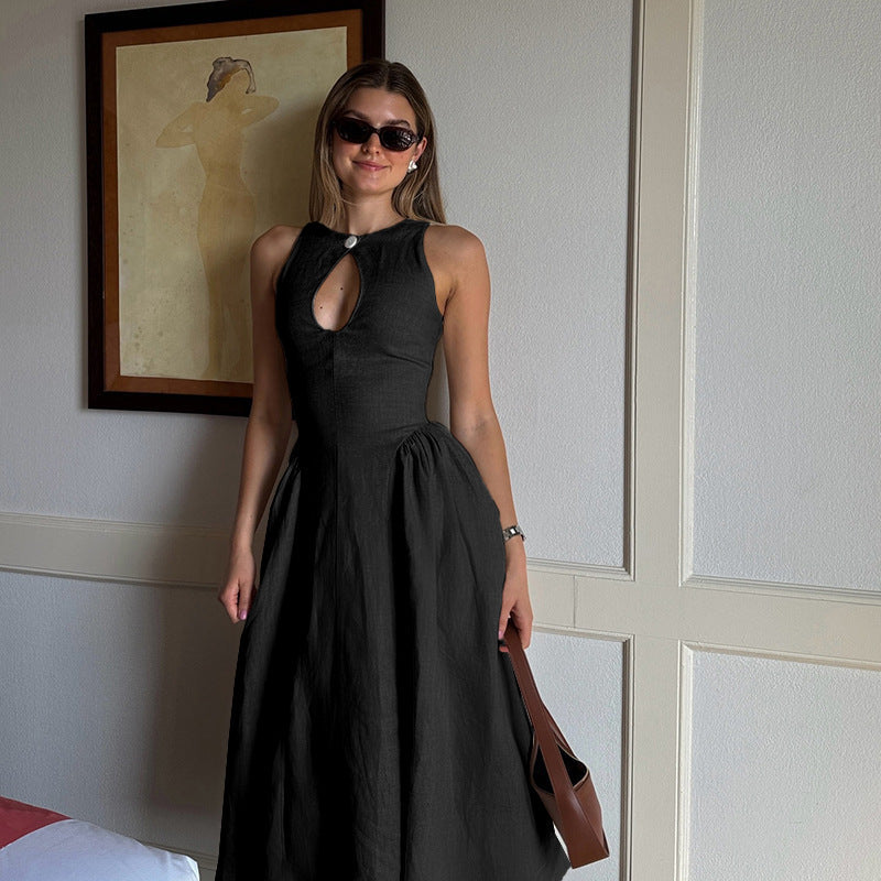 Damen Midi-Kleid mit schickem Schlüsselaugen-Ausschnitt und elegantem Rock W&W