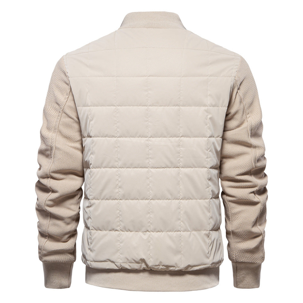 WW | Men's Winter Quilted Jacket With Ribbed Cuffs And Zipper Closure
