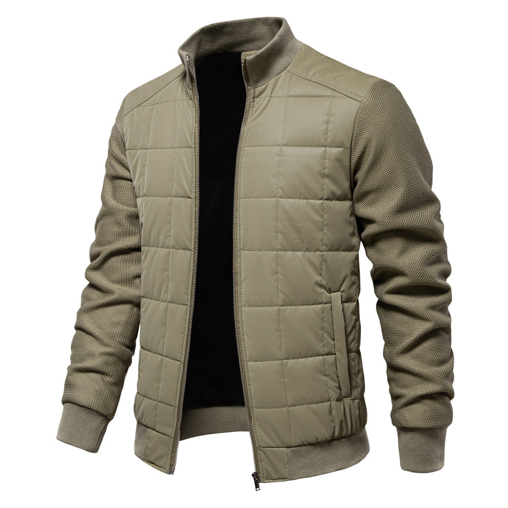 WW | Men's Winter Quilted Jacket With Ribbed Cuffs And Zipper Closure