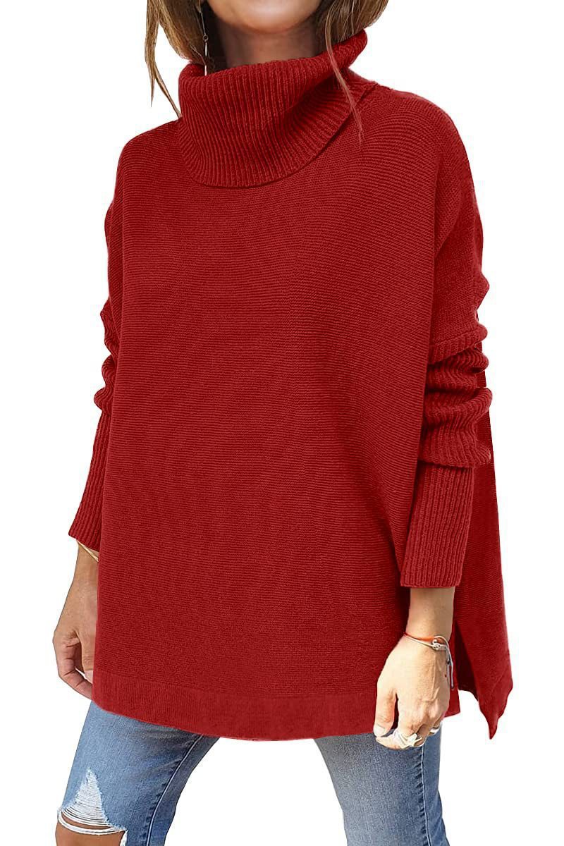 Damen oversize Rollkragenpullover mit strukturiertem Strickdesign WW