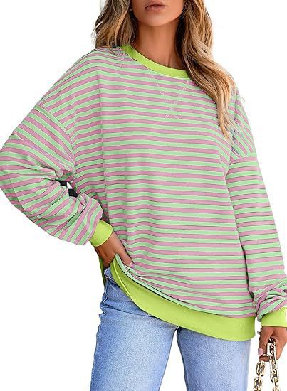 Damen lässiger Sweater mit breiten Streifen WW