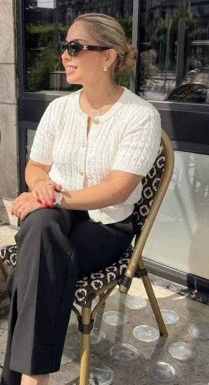 Damen Elegante Kurzarm-Strickjacke W&W