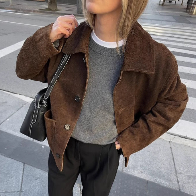WW | Damen Oversized Teddyjacke mit Knopfschluss