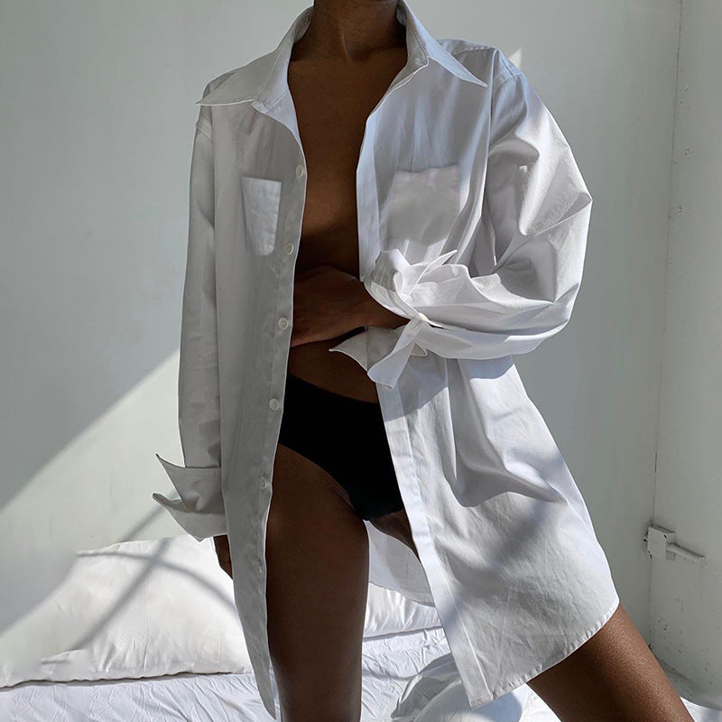 Ladies' Shirt Blouse with Stylish Oversized Fit and Trendy Puff Sleeves W&W
