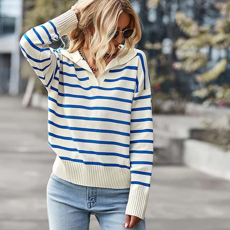 WW | Modischer Gestreifter Strickpullover mit Weichem Stoff