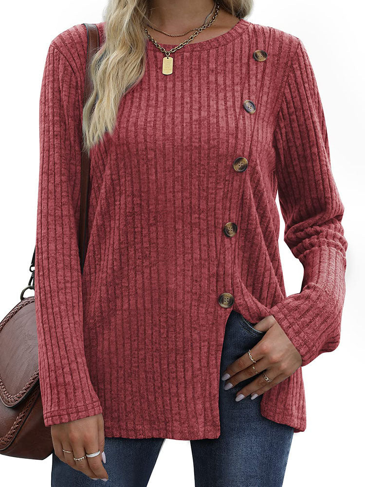 WW | Eleganter und lässiger Winteroberteil mit Knopfleiste für Frauen