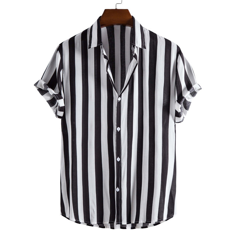 WW | Men's Short Sleeve Shirt With Vertical Stripes