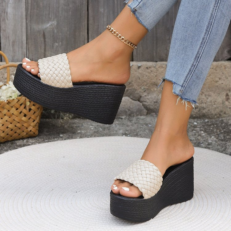 Damen Wedge-Pantoletten mit geflochtenem Obermaterial und komfortabler Sohle W&W