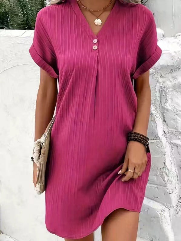 Damen lässiges Midi-Kleid mit Knopfdetails WW