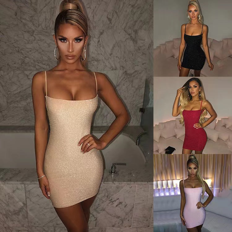 Damen Glitzerndes Minikleid mit Spaghettiträgern WW