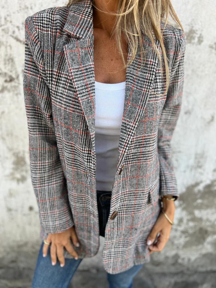 WW | Lange Hahnentritt Wollanzugjacke