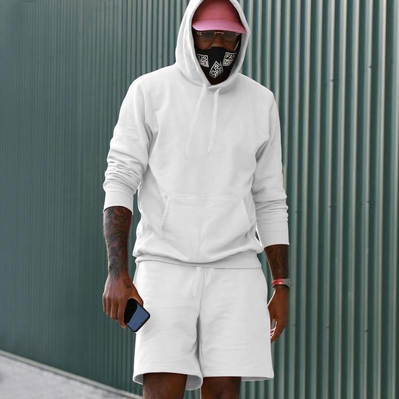 Men's sporty hoodie and shorts set made of high-quality sweatshirt fabric WW