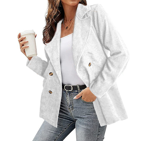 Damen Modernes Cordblazer mit lässigem Schnitt und praktischen Taschen WW